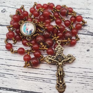 Red Carnelian Bronze Handmade Heirloom Rosary Beautiful Special Gift Quality Durable Strong Stone Custom Stunning For Her