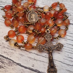 Carnelian Bronze Handmade Heirloom Rosary Beautiful Special Gift Quality Durable Strong Stone Custom For Her