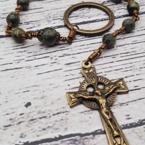 Dragon’s Blood Jasper Bronze Handmade Heirloom Penal Rosary Masculine Special Gift Quality Durable Custom Celtic Prayer Warrior