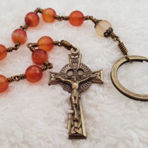 Carnelian Bronze Handmade Heirloom Penal Rosary Beautiful Special Gift Quality Durable Biblical Stone Custom Celtic Prayer Warrior