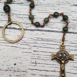 Genuine Connemara Marble Bronze Handmade Heirloom Penal Rosary Masculine Special Gift Quality Durable Custom Celtic Prayer Warrior
