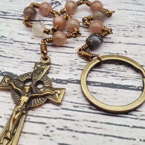 Black Sunstone Bronze Handmade Heirloom Penal Rosary Beautiful Special Gift Quality Stone Custom Wedding For Her Celtic