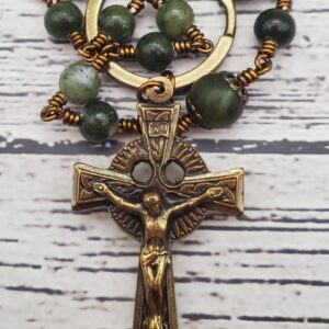 Genuine Connemara Marble Bronze Handmade Heirloom Penal Rosary Masculine Traditional Gift Quality Durable Custom Celtic Prayer Warrior