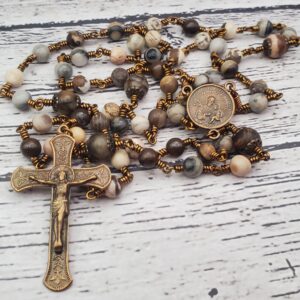 Outback Jasper Bronze Handcrafted Heirloom Rosary Manly Masculine Durable Quality Prayer Warrior Custom Gift For Him Saint Joseph