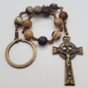 Outback Jasper Bronze Handcrafted Heirloom Penal Rosary Durable Quality Celtic Prayer Warrior Manly Gift For Him Unique