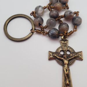 Handcrafted Rosary Owyhee Jasper Bronze Heirloom Durable Quality Celtic Prayer Warrior Manly Gift For Him Unique