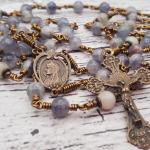 Handmade Rosary Heirloom Iolite Purple Beads Made in USA Quality Rosaries Prayers Today Our Lady of Lourdes