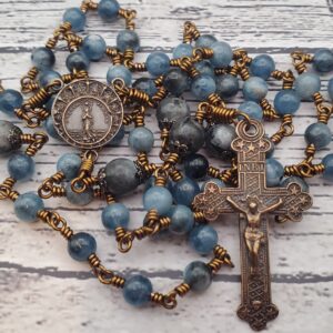 Heirloom Rosary - Bronze/Aquamarine - Stella Maris